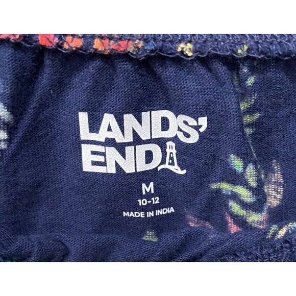 Lands End Dress Cover Up Drop Waist Pockets Navy Blue Green Pink Tropical M 10 - Picture 2 of 4